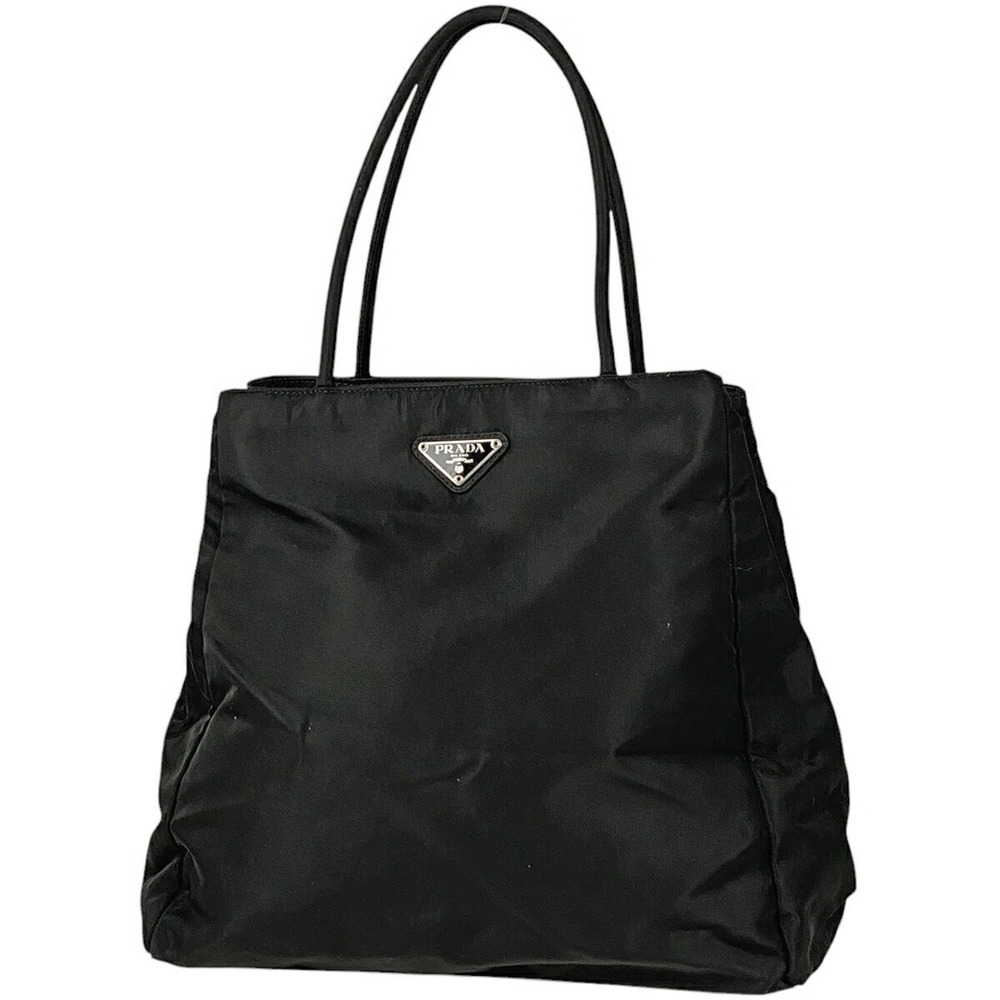 Prada Logo Plate Tote Bag Handbag Nero Black - Picture 1 of 6